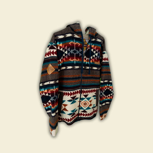 PUKARA Jacket – Handmade Wool & Alpaca Hoodie | Boho Style – Authentic Heritage