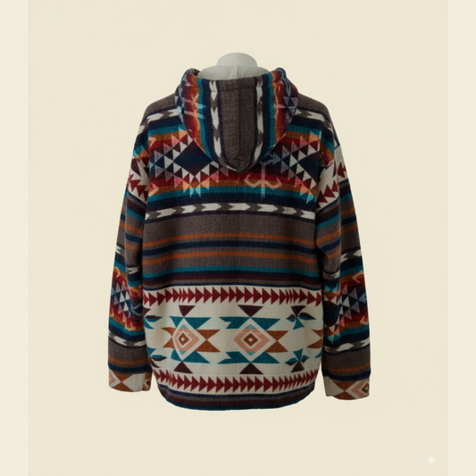 PUKARA Jacket – Handmade Wool & Alpaca Hoodie | Boho Style – Authentic Heritage
