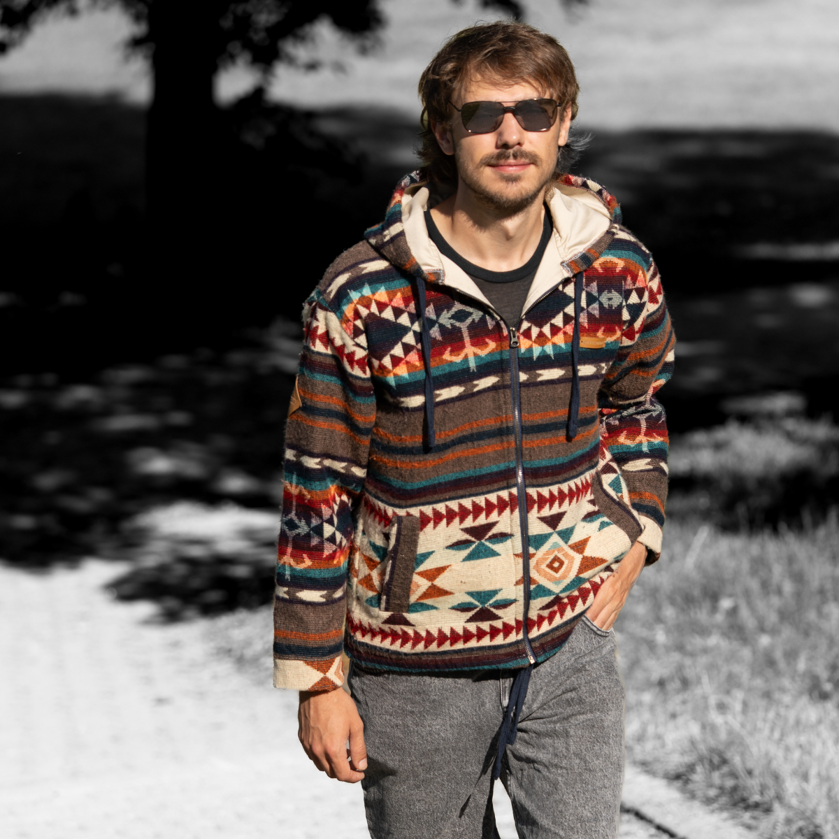 PUKARA Jacket – Handmade Wool & Alpaca Hoodie | Boho Style – Authentic Heritage