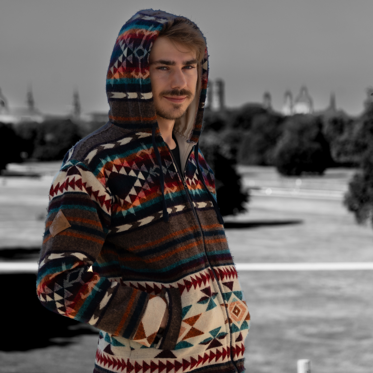 PUKARA Jacket – Handmade Wool & Alpaca Hoodie | Boho Style – Authentic Heritage