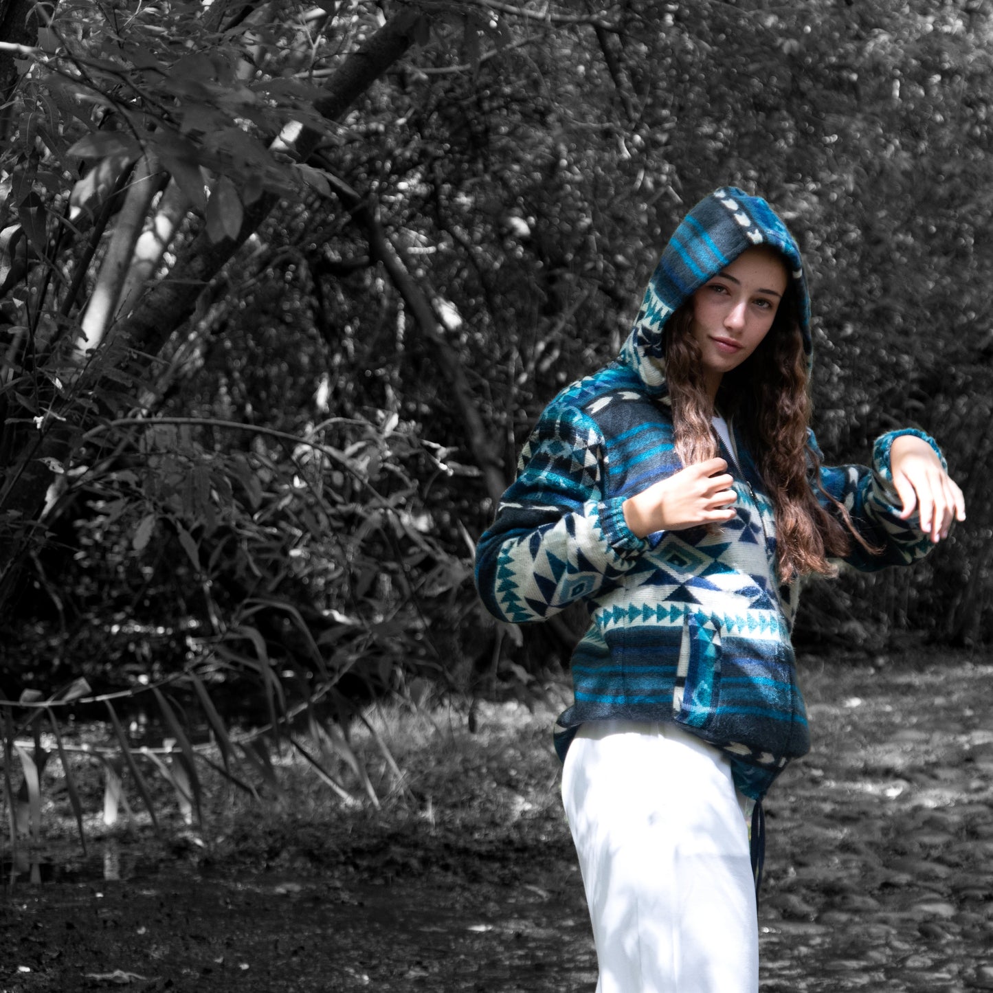 YAKU Jacket – Handmade Wool & Alpaca Hoodie | Water Spirit Boho Style